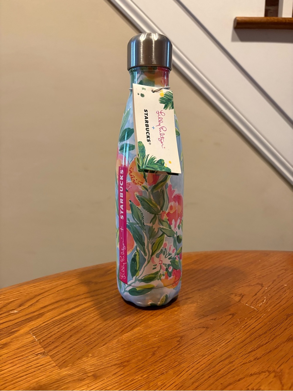 Starbucks Floral Stainless Bottle - Pink, Green & Silver